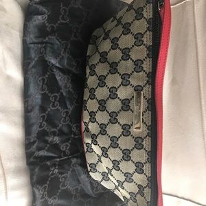 Red/Brwn Gucci GG Denim Pattern Canvas Purse